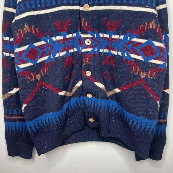 H&M Mens XL Wool Blend Cardigan Sweater Aztec Shawl Collar Academia Southwestern - Picture 3 of 7